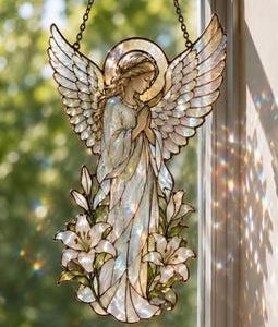 Angel Prayer Suncatcher, Christian Acrylic Window Hanging, Memorial Sympathy Gift, Faith Home Decor, Religious Keepsake