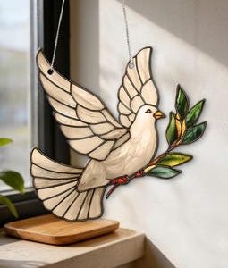 White Dove ACRYLIC Suncatcher, Peace Dove Window Hanging, Bird Sun Catcher Decor, Sympathy Gift, Housewarming Gift, Nature Lover Gift